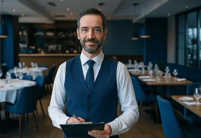 Geprüfter Restaurantmeister organisiert Servicebereich