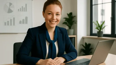 Geprüfte Betriebswirtin arbeitet konzentriert im Büro