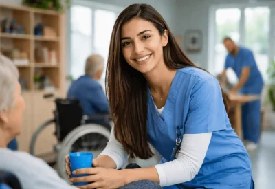 Heilerziehungspflegerin bei der Arbeit in einer Betreuungseinrichtung