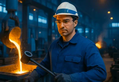 Industriemeister Gießerei arbeitet in Produktionshalle
