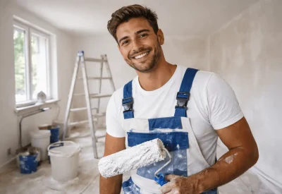 Maler- und Lackierermeister (HWK) bei der Renovierung eines Innenraums