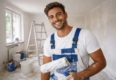 Maler- und Lackierermeister (HWK) bei der Renovierung eines Innenraums