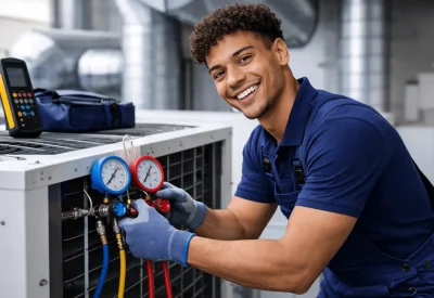 Mechatroniker für Kältetechnik bei seiner Ausbildung