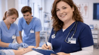 Praxisanleiter begleitet Auszubildende in der Pflegepraxis