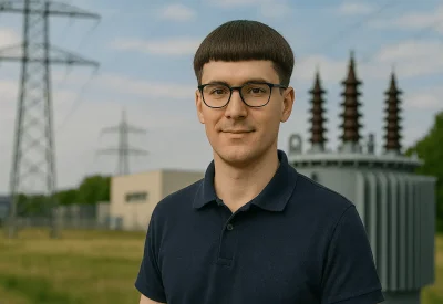 Techniker Energietechnik arbeitet am Umspannwerk