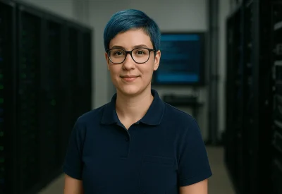 Techniker Informatiktechnik überwacht Serverraum und IT-Systeme