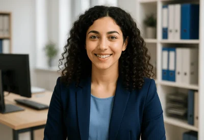 Verwaltungsfachangestellter bearbeitet Akten im modernen Büro